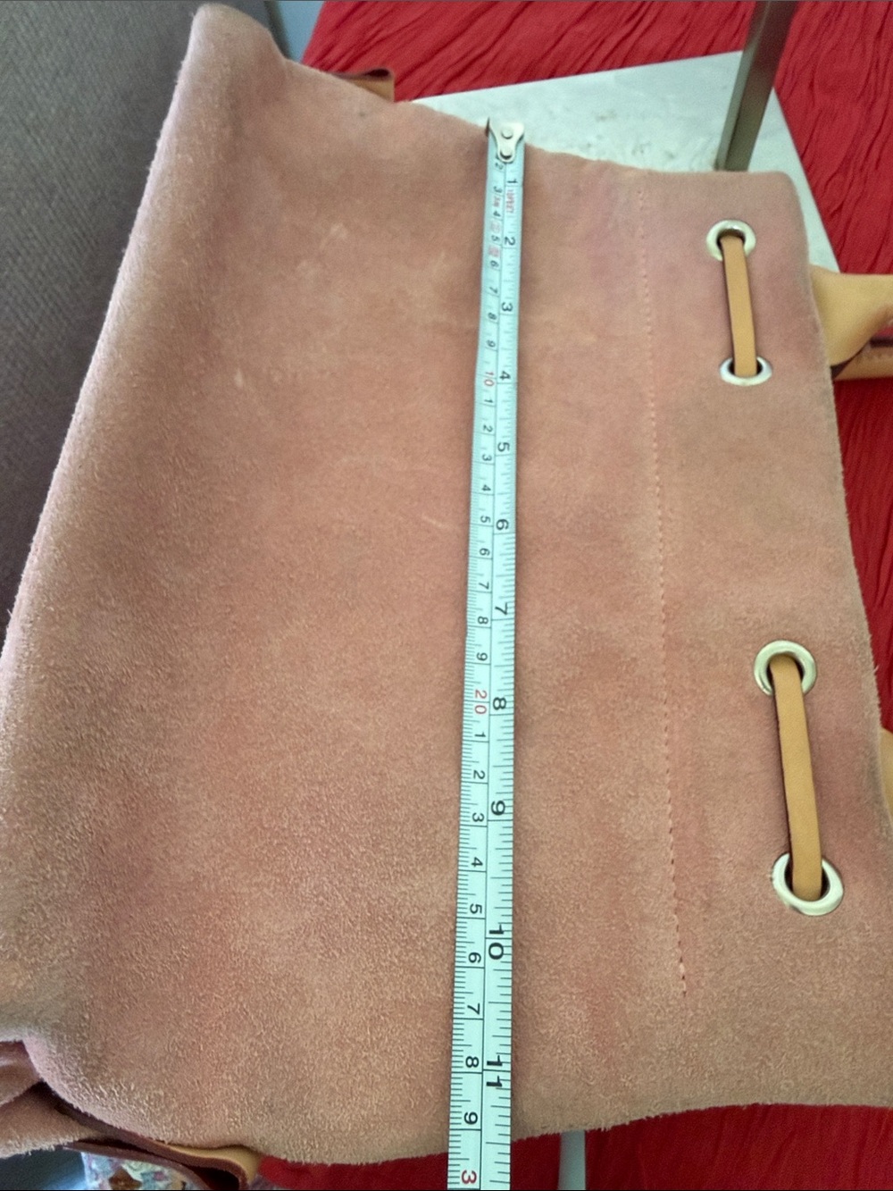 Dooney & Bourke Dusty Rose Suede Tote with Tan Leather Trim - Picture 14 of 16